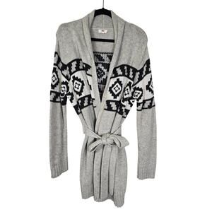 Levis Cardigan Sweater Women's XL Gray Wool Blend Belted Southwestern Casual